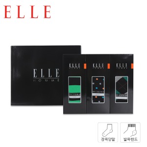 ELLE HOMME 남성 패션 장목양말 3족 선물 세트 EH40509